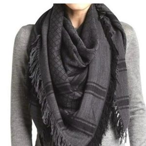 Gucci Wool Silk Diamante Monogram Shawl grey black new authentic